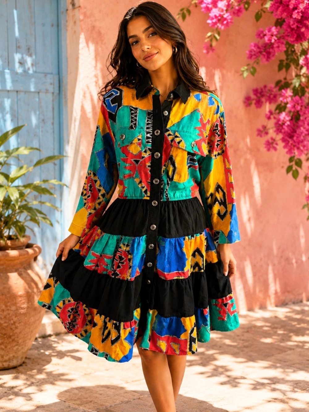 VINTAGE Funky Art Deco/Western/Tribal Dress